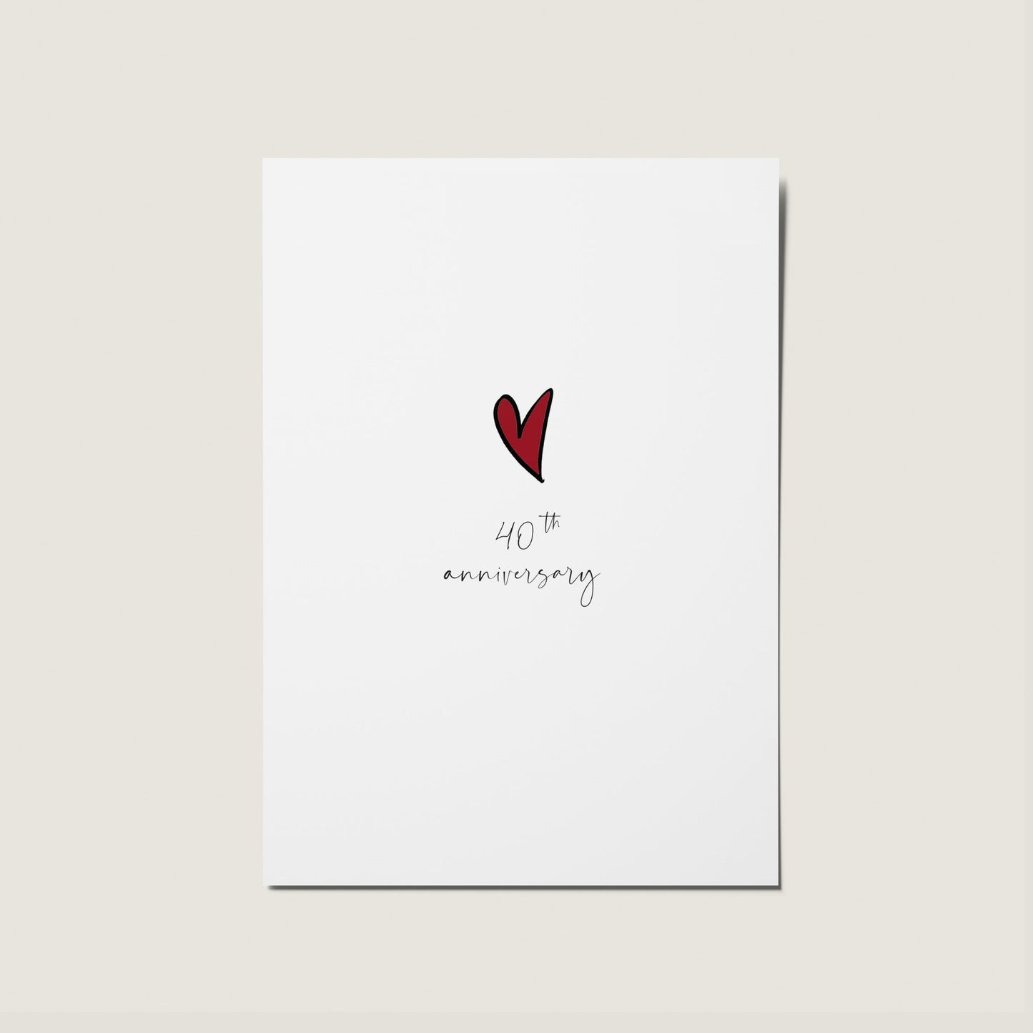 Ruby Wedding Anniversary 40 Years Heart Card