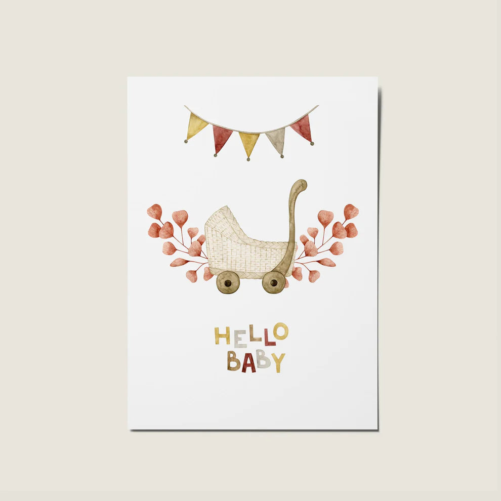 Hello New Baby New Born Pram Card