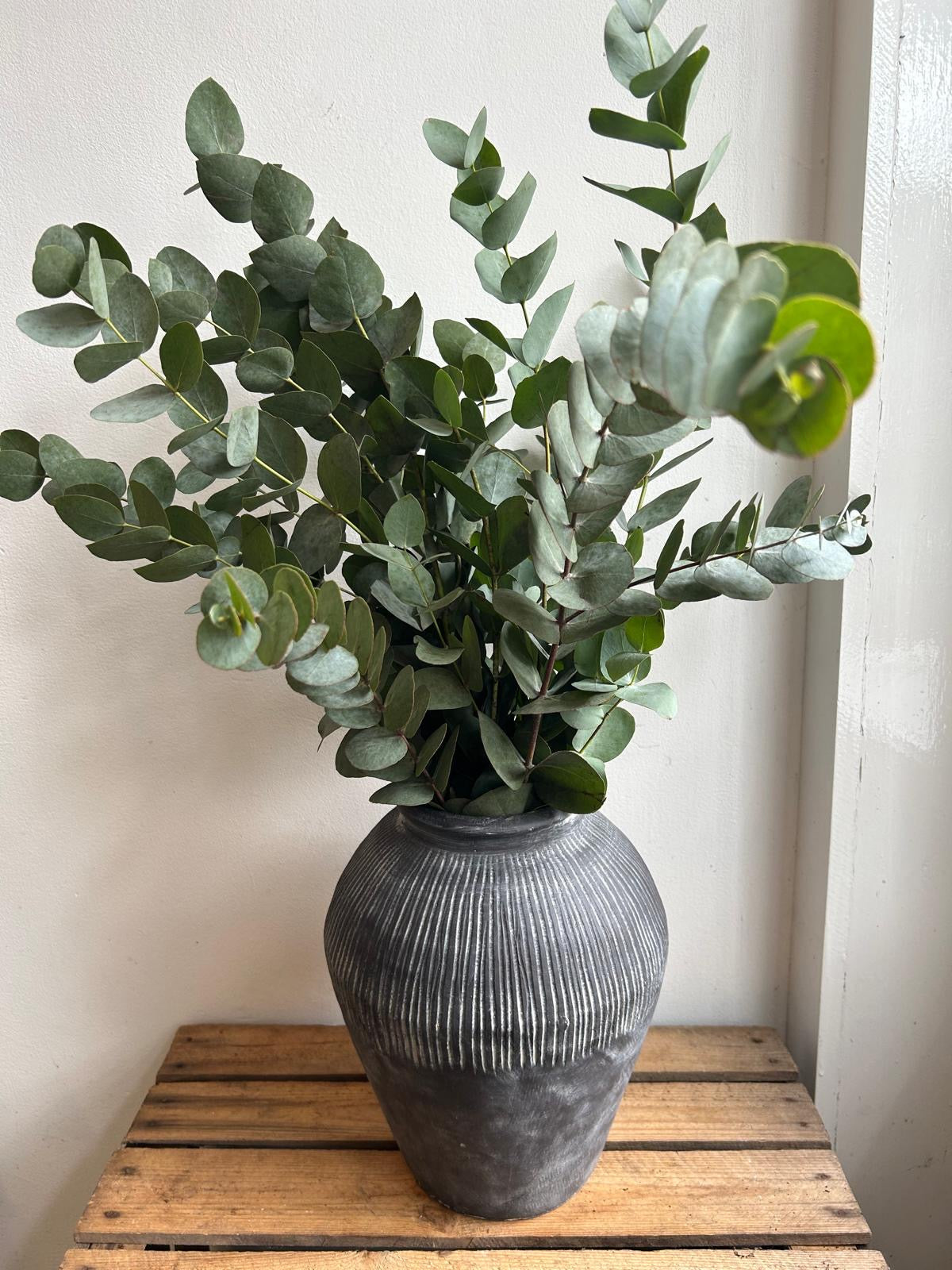 Vertical Lined Stone Vase