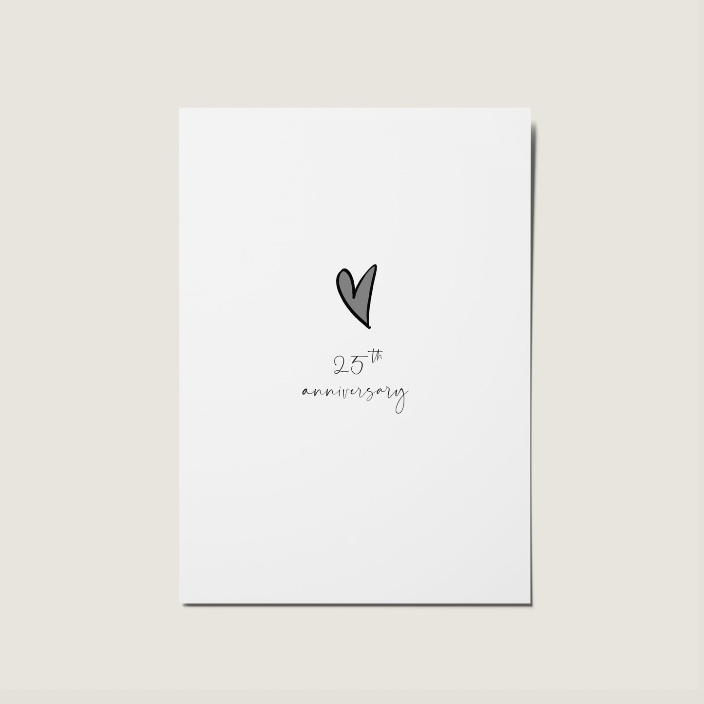 Silver Wedding Anniversary 25 Years Heart Card