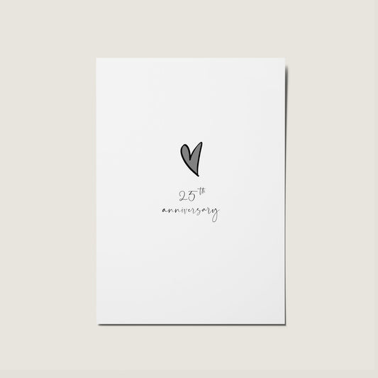Silver Wedding Anniversary 25 Years Heart Card
