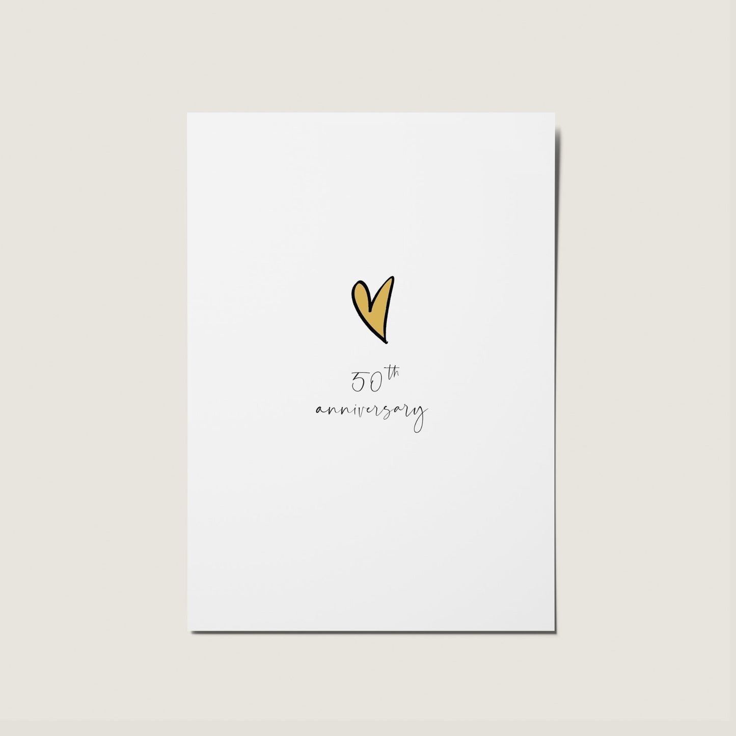 Gold Wedding Anniversary 50 Years Heart Card
