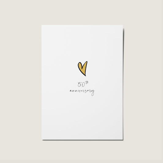 Gold Wedding Anniversary 50 Years Heart Card