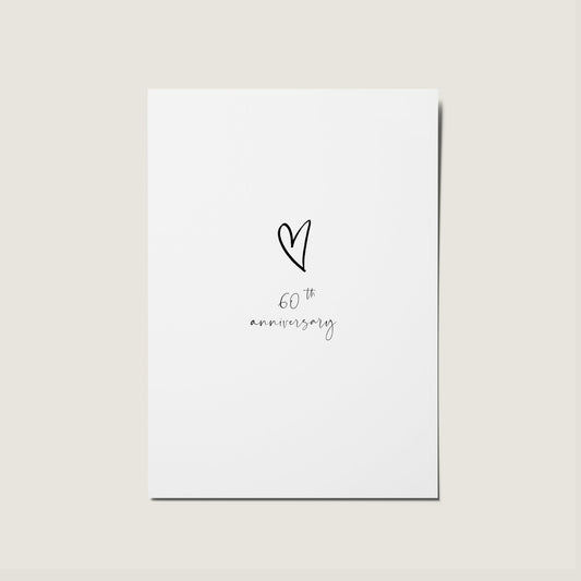 Diamond Wedding Anniversary 60 Years Heart Card