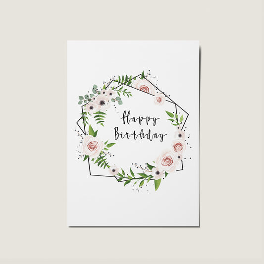 Happy Birthday Floral Wreath Card